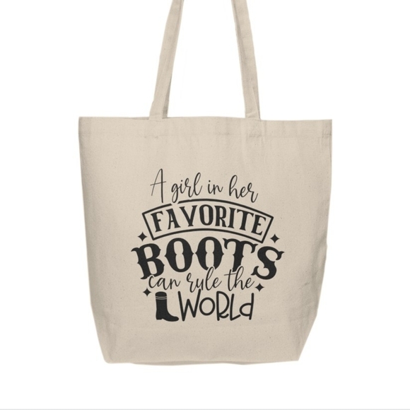A Girl In Her Favorite Boots Can Rule The World Custom Tote Bag - Picture 2 of 3